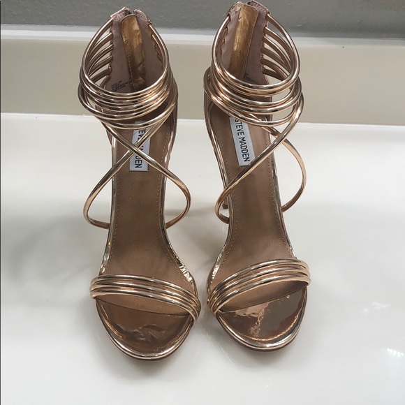 Steve Madden Shoes - Rose Gold Steve Madden Strap Heels Sz 10
